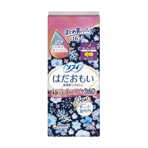 유니참 소피 하다 오모이 극슬림 360 특히 양이 많은 야간용 날개형 36cm 16개입