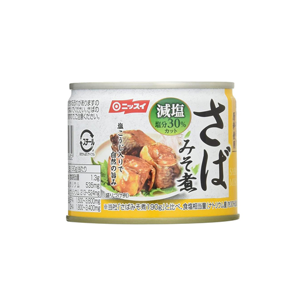 닛스이 스르륵 열리는 뚜껑 통조림 된장 고등어 저염 190g