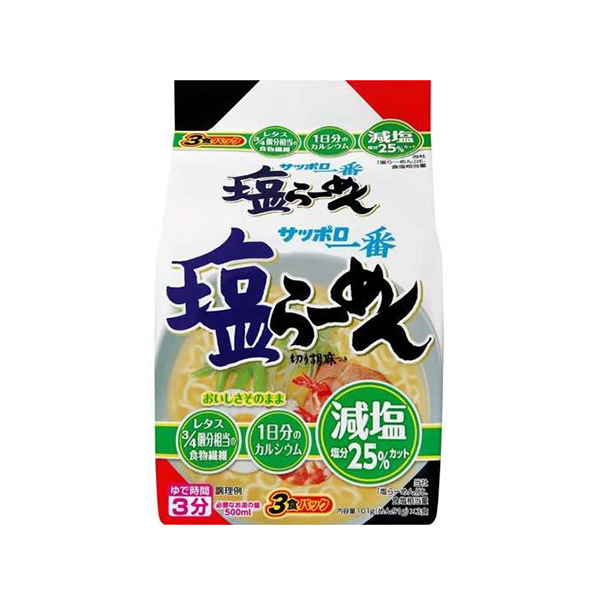 삿포로 이치방 저염 시오라멘 1팩(3봉입) 303g