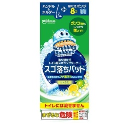 존슨 스크러빙 버블 교체식 화장실용 스펀지 클리너 오염 제거 패드 시트러스향 본체+교체용 스펀지 8개입